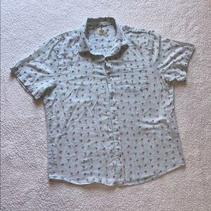 Marine Layer Sky Blue Palm Print Button Down Shirt